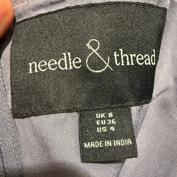 Needle & Thread Blue Floral Embroidered Tulle Midi Dress Fairy Prom Indie Folk - Picture 2 of 13